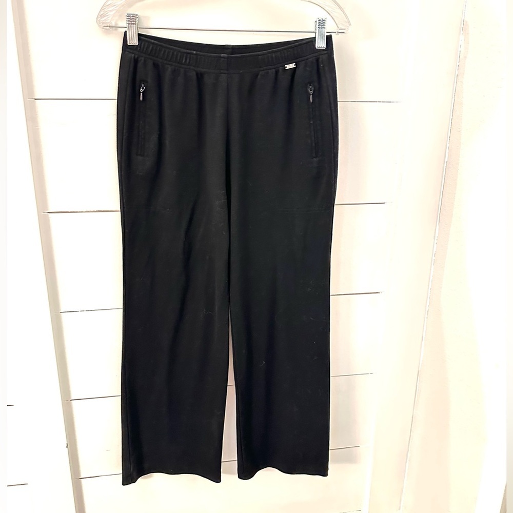 ST JOHN SPA S black elastic waist comfort cozy woman casual straight pant